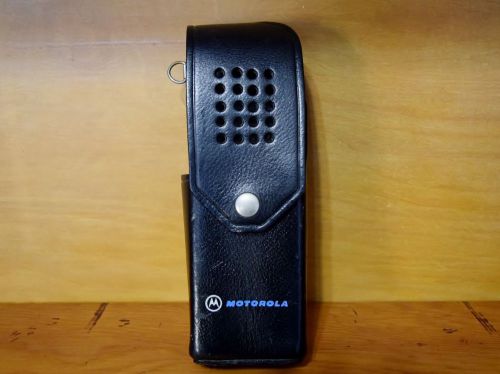Motorola Hand Held Radio Black Leather Holster Belt Case Holder vtg