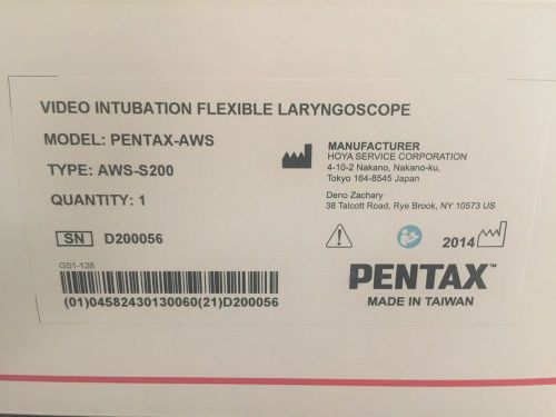 Pentax AWS200 Video Intubation Flexible Laryngoscope &#034;NEW&#034;