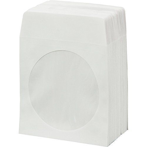 PEC - USA CD DVD White Paper Sleeves With Clear Window, 80g, 100 Piece