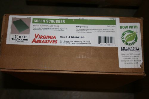 Virginia Abrasives 12&#034; x 18&#034; Thick Line Floor Scrubber Pads (5 pack) Green
