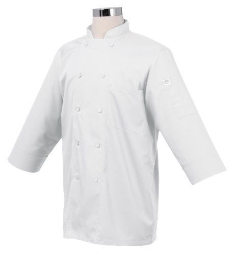 Chef Works JLCL-WHT-XL Basic 3/4 Sleeve Chef Coat, White, XL