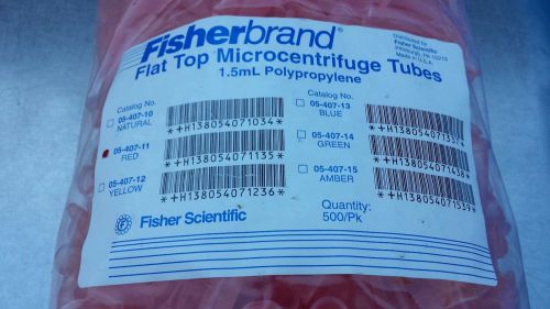 Fisherbrand 1.5 ml Flat Top Microcentrifuge Tube 500 pk Red Polyproplene