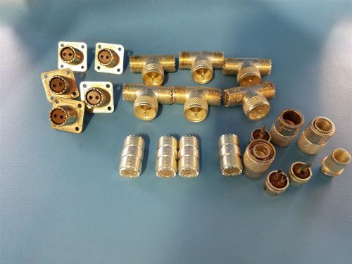 LOT OF AMPHENOL UHF ADAPTER CONNECTORS &#034;TEE&#034; BULKHEAD UG-196/U 105/U 103/U