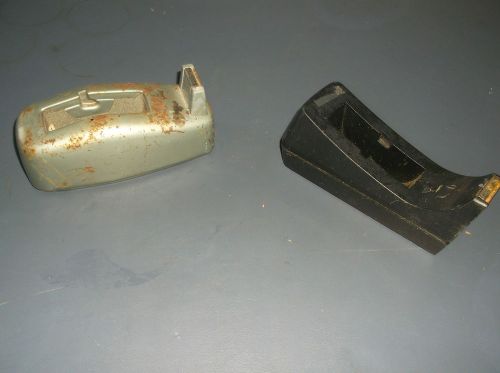 2 OLD SCOTCH TAPE DISPENSERS METAL AND PLASTIC