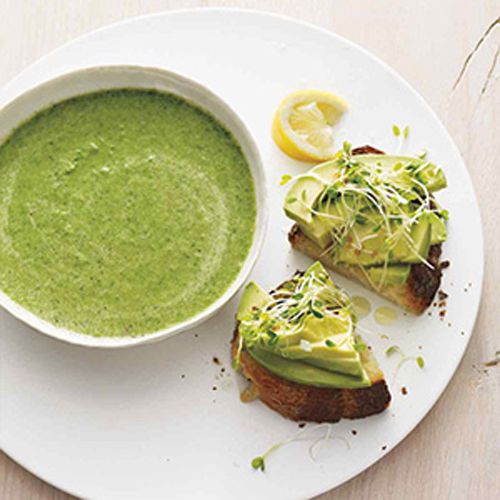 Broccoli-Spinach Soup with Avocado Toasts Best Recipe Food Drink #GH5219