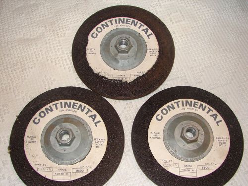 3 Continental Type 27 - 7 x 1/4 x 7/8  8500 Rpm Grinding Wheel Disc. Spin On