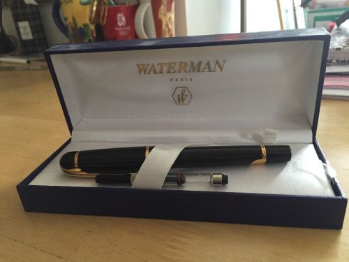 Waterman Phileas black Lacquer Gold Trim Fine Point Fountain Pen -