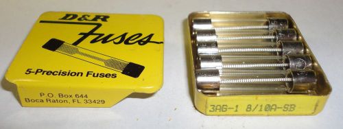 BOX OF 5 NOS D&amp;R 3AG 1-8/10 AMP or BUSSMANN MDX 1-8/10 SLOW BLOWING FUSE 250 V