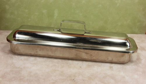 Stainless Steel Tray 3&#034; x 12&#034;  With Lid Japan Used