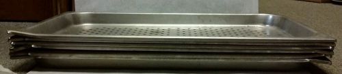 Full Size Perforated Stainless Steel Steam Table/Hotel Pan- 1 1/4&#034; Deep Lot of 6