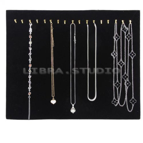 Black Velvet 17 Necklaces Chain Stand Jewellery Rack Holder Shop Easel Display