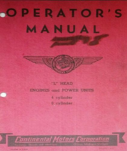 Continental L-Head Engine Operator Repair Manual Forklift Tractor Generator Weld