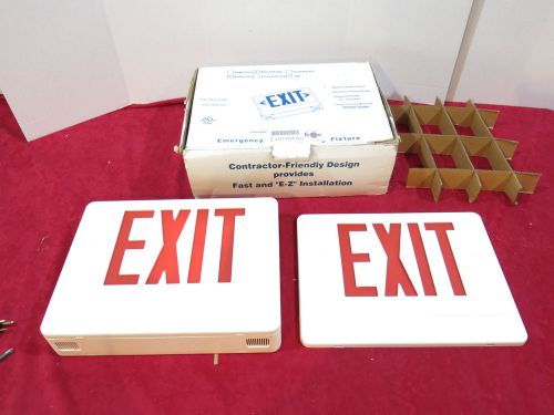 LED Exit Sign Emergency Fixture red Double Sided Encore Lighting White Plastic