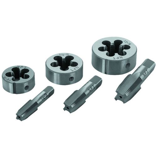 6 Pc Steel Pipe Tap &amp; Die Set Cut Renew External/Internal Thread Engine Tool NEW