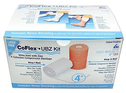 CoFlex UBZ Kit, Unna Boot With Zinc and Cohesive Compression Bandage, 4&#034;(100mm)