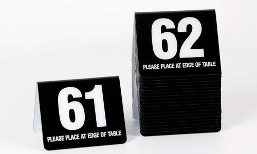 Break Resistant Table Number Tents 41-60, Black w/white number, Free shipping