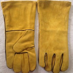 welding gloves 14&#034; With Kevlar Stitching Golden Color