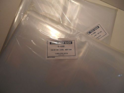Poly bags 10&#034; x 8&#034; x 24&#034;, 2 mil, gusseted poly bags, total of 500 for sale