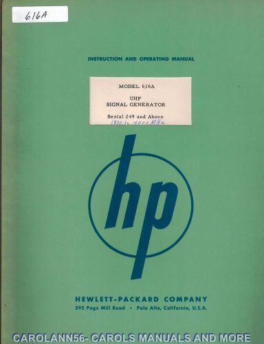 HP Manual 616A SIGNAL GENERATOR