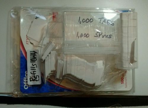 Refill Tags (1.13&#034; x 1.75&#034;) &amp; Tails for Fabric Tag Attacher 1000 of Each.