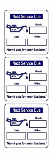 1 Roll of 500 2&#034; x 2&#034;  Oil Change Reminder Stickers Non-Customized Labels Decals