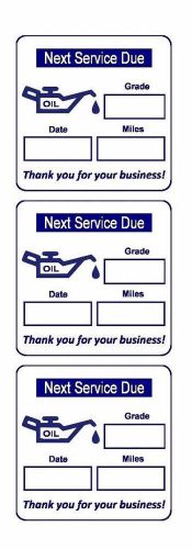 1 Roll of 500 2&#034; x 2&#034;  Oil Change Reminder Stickers Non-Customized Labels Decals