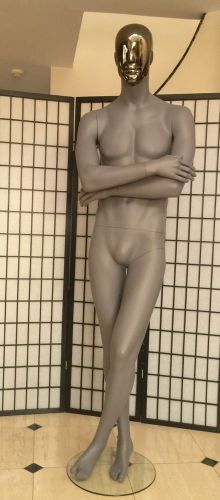 Fiberglass Grey Matt Male Mannequin Egghead Full Body Fashion Clothes Display