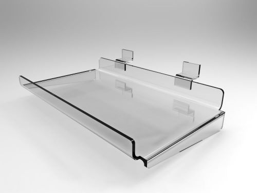 Clear acrylic plexiglass slatwall transparent shelf display rack w lip 11709-12b for sale