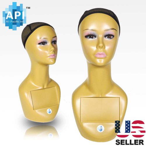 Realistic Plastic Female MANNEQUIN head lifesize display wig hat 18&#034; A3