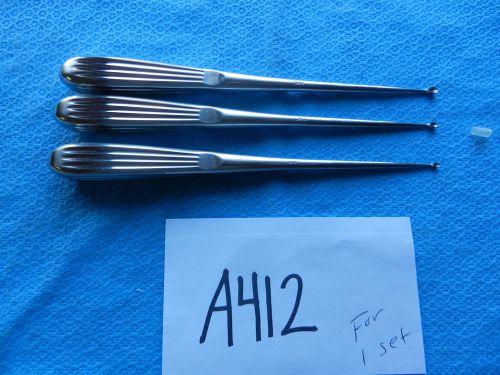 Karl Storz ENT 21cm Lempert Mastoid Curette Set  Lot of 3  ALL NEW!!