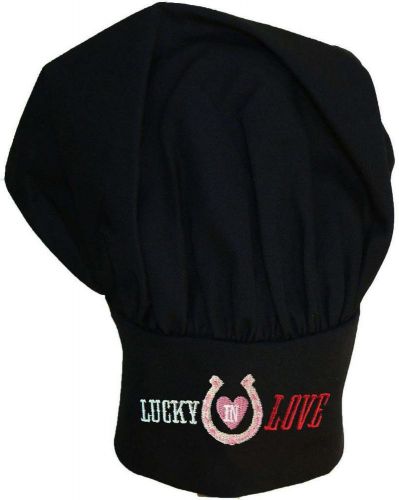 Lucky In Love Chef Hat Adjustable Country Wedding Horseshoe Monogram Black Avail
