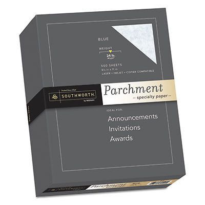 Parchment Specialty Paper, Blue, 24lb, 8 1/2 x 11, 500 Sheets, Sold as 1 Box