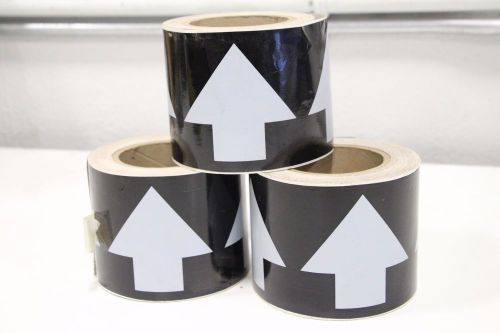 Lot of (3) brady arrow black/white arrow tape 4&#034; pipe markers + free priority sh for sale