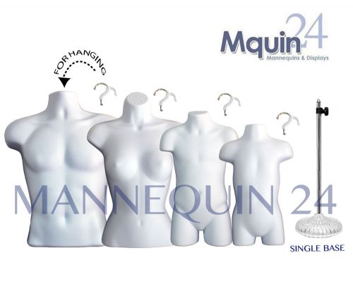 A set of 4 white mannequins: male, female, child &amp; toddler body forms +1 stand for sale