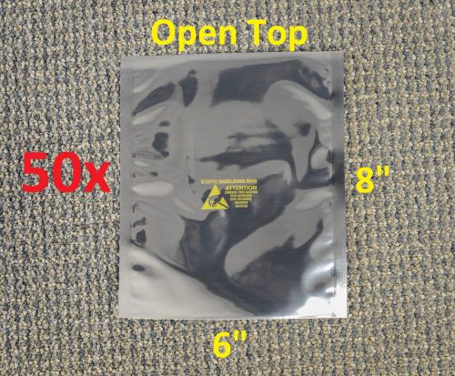 50 esd anti-static shielding bags, 6&#034;x8&#034; (inner diameter), open-top,3.1 mils for sale