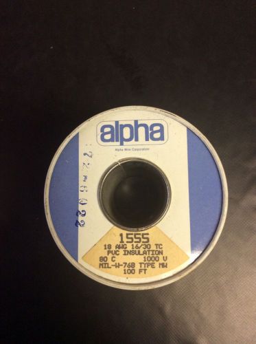 Alpha 1555 Hook Up wire 100 ft YELLOW 18awg 16/30 TC Mil-W-76B PVC Insulation