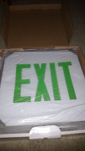 Wet location exit sign emergency battery backup green letters for sale