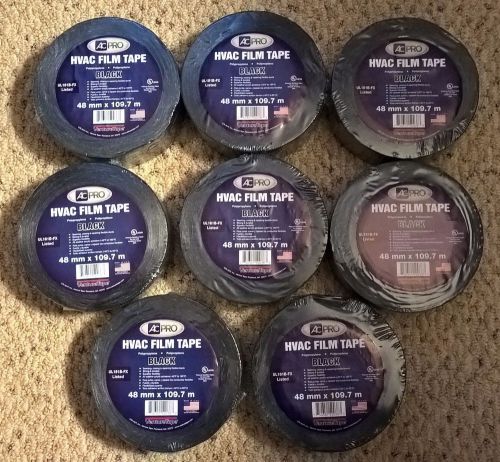 8 rolls ac pro hvac  black film tape 48 mm x 109.7 m (made by venture) for sale