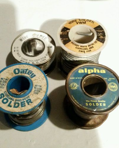 Wire Solder LOT used vintage 4 spool various szes about 2.5lbs alpha oatey VWM