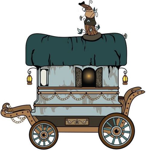 30 Custom Cartoon Gypsy Wagon Personalized Address Labels