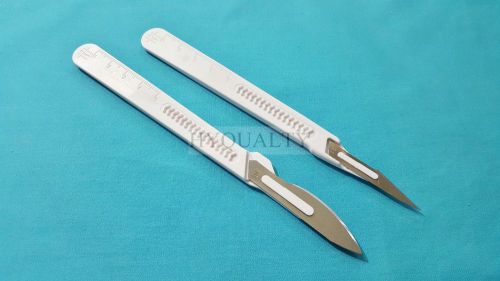 2 ASSORTED DISPOSABLE STERILE SURGICAL SCALPELS #24 #11 PLASTIC GRADUATED HANDLE
