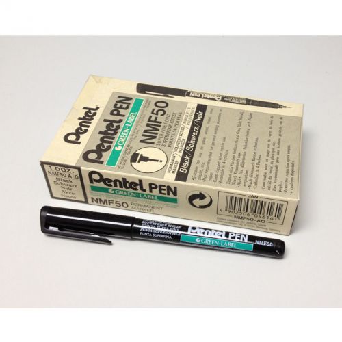 BULK Pentel GREEN-LABEL NMF50 Super Fine Point Permanent Maker (12pcs) - Black