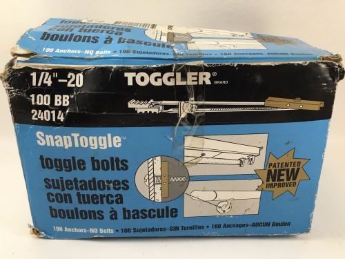 TOGGLER 100 BOX SNAPTOGGLE TOGGLE BOLTS 1/4&#034;-20 NO.24014 ANCHORS ONLY NO BOLTS