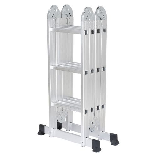 Finether 12.1 FT Extendable Aluminum Folding Ladder with Safety Locking Hinges