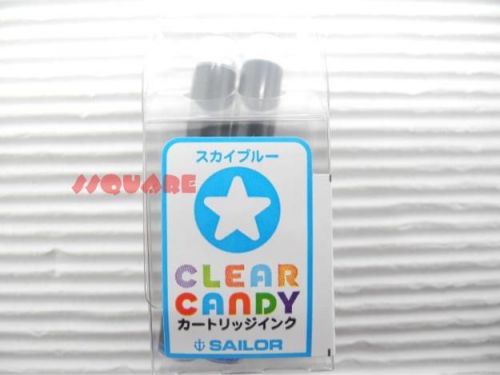 10 x Sailor Clear Candy Colourful Fountain Pen Ink Cartridges Refills, Sky Blue