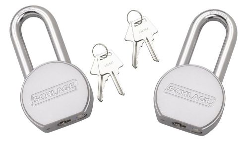 Schlage 994831 solid steel round padlock 63.5mm 2.5-inch shackle 2-count keye... for sale