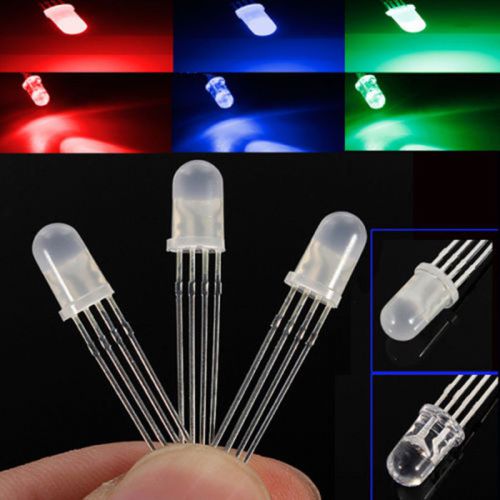 100x 5mm 4 pin rgb diffused common cathode led red green blue for sale