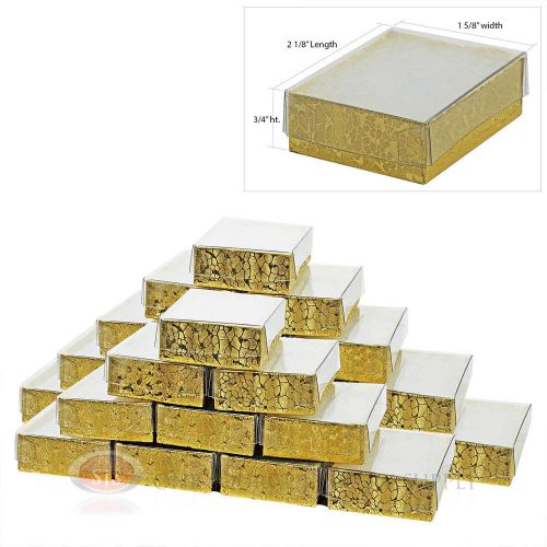 25 Gold View Top Cotton Filled Jewelry Gift Boxes 2 1/8&#034; X 1 5/8&#034; Pendant