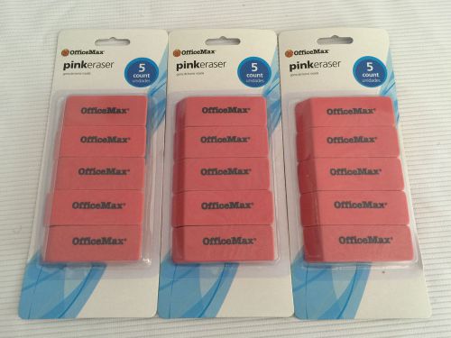 Lot of 3 Pack OfficeMax Pink Eraser (5 count per pack)