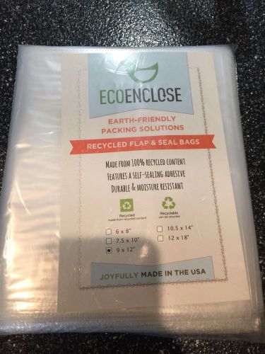 200 9x12 self seal flap tape 100% recycled clear poly bags shirt 1.5 mil clear for sale
